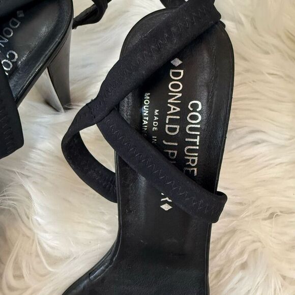 Donald J Pilner Couture Black Textured Square Strappy Sandal Heels 7.5 - Picture 5 of 9